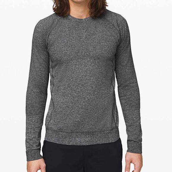 LULULEMON Black/White Engineered Warmth Long Sleeve Training Top Men's MEDIUM - Picture 1 of 8